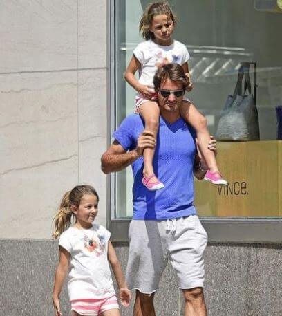 Charlene Riva Federer with her father, Roger Federer, and sister.